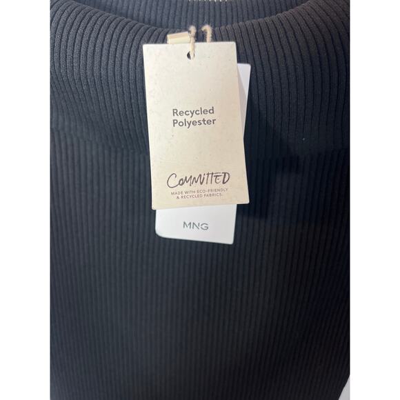 New MNG MANGO Black Off Shoulder Long Sleeve Ribbed Sweater Dress S - Picture 9 of 16